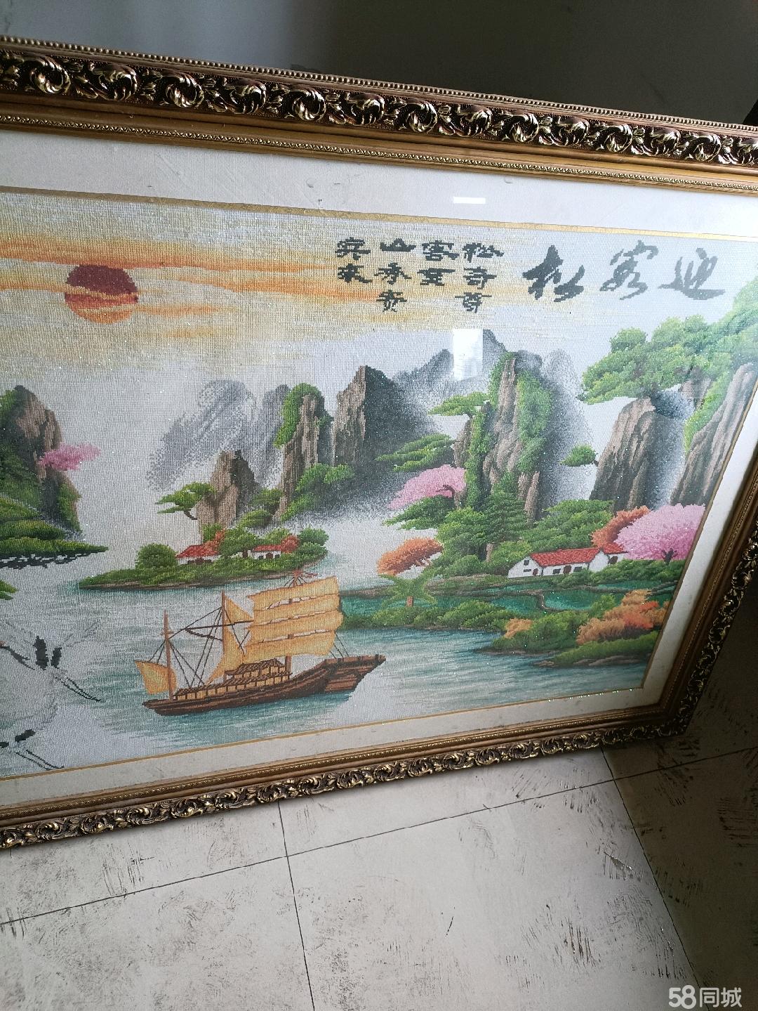 迎客松，纯手工十字绣，182X82，有喜欢的朋友可以联系